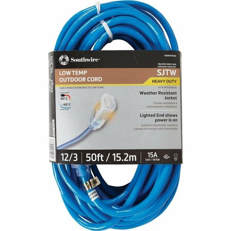 COLEMAN CABLE ColdFlex 50 Ft. 12/3 Cold Weather Extension Cord 2568SW0006
